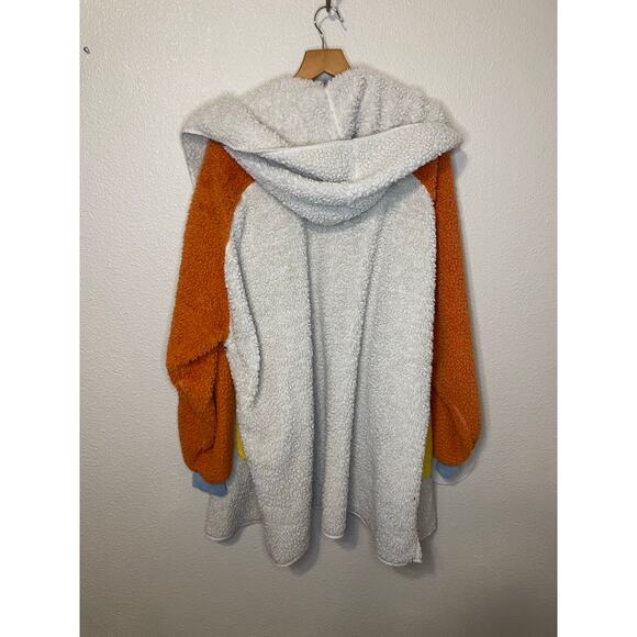 Inside Color Block Cozy Hooded Wearable Blanket Cardigan Large Y2K Maximalist - Picture 3 of 13